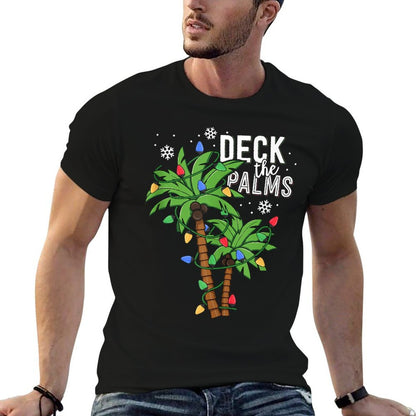 Deck The Palms Tropical Hawaii Christmas Palm Tree Lights  Moisture-wicking T-Shirt