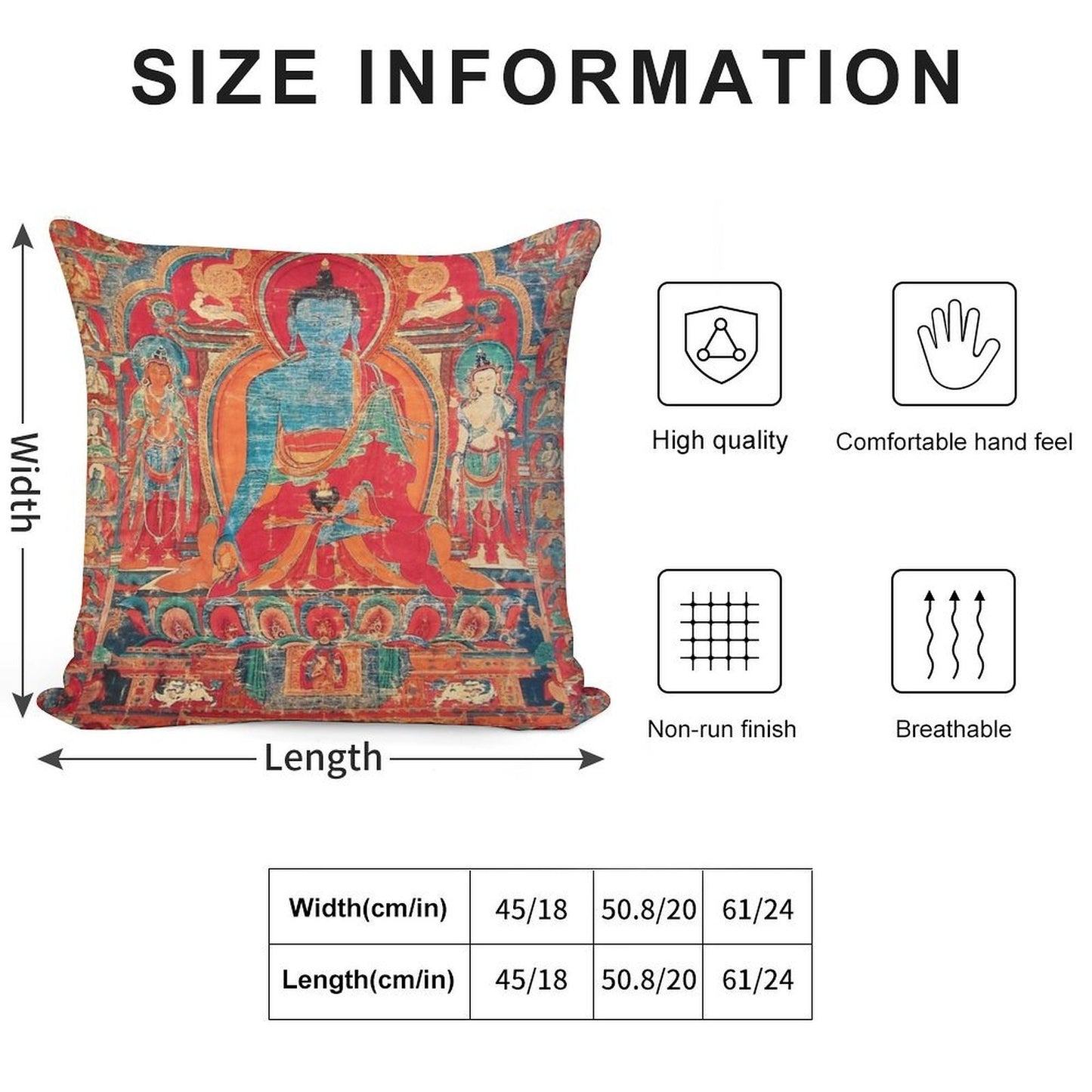 Mandala 140 Blue Medicine Buddha Soft Easy Maintenance Throw Pillow