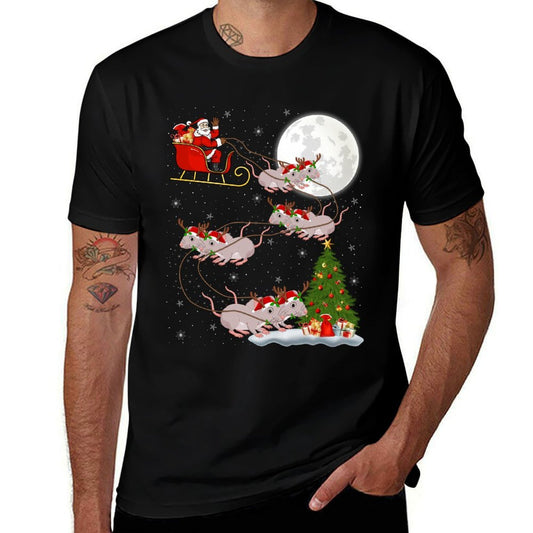 Rats Santa Sleigh Flying Funny Magical Christmas  Slim-fit Cut T-Shirt