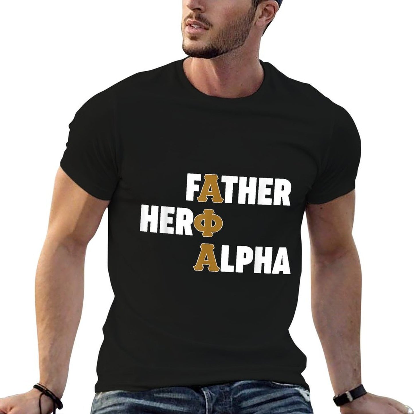 Mens Alpha African 1906 Fraternity Father Hero Alpha  Relaxed-fit T-Shirt