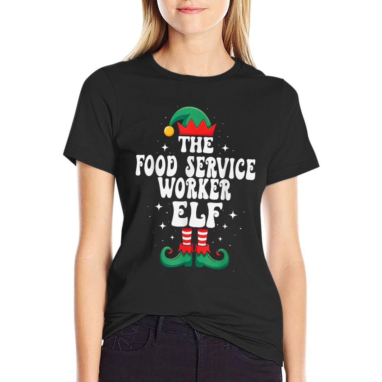 The Food Service Worker Elf Funny Christmas  Moisture-wicking T-Shirt
