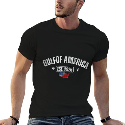 Gulf Of US America Est 2025 Vintage USA American Flag Men Wrinkle-resistant T-Shirt