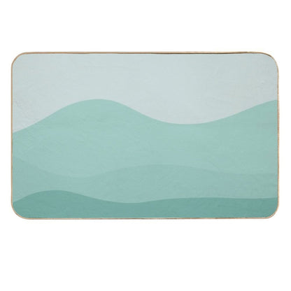 Aesthetic Soft Teal Mountains  Long-Lasting Bath Mat