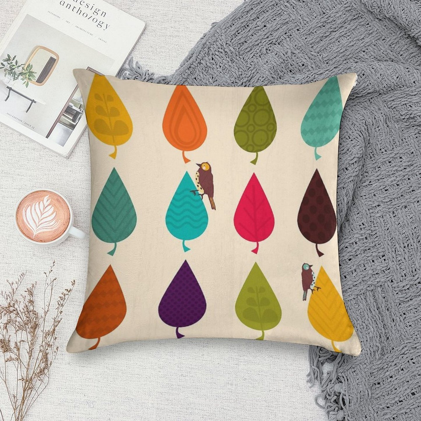 Leaves Soft Reinforced Edging Throw Pillow