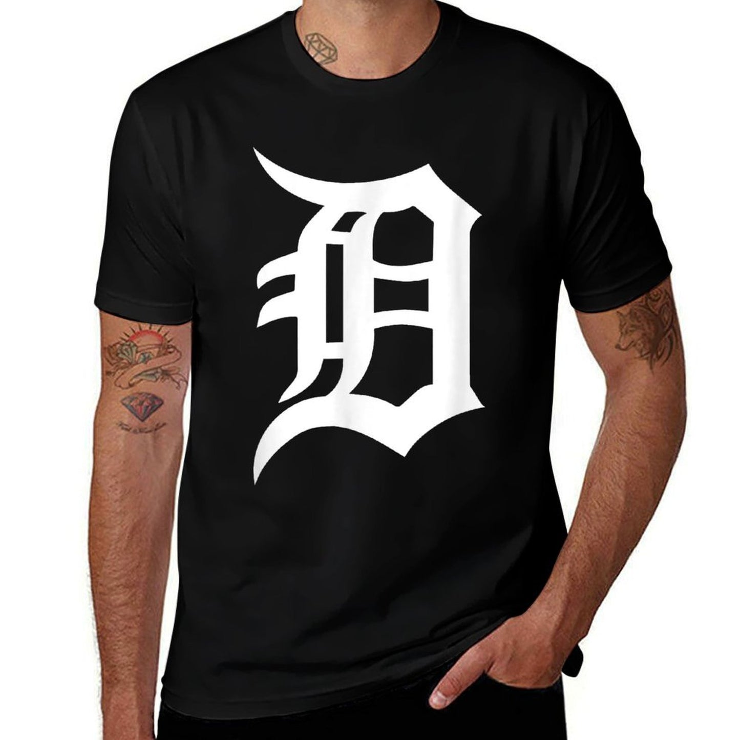 Retro Detroit Letter D Throwback Design for Men Women Kids  Cotton T-Shirt