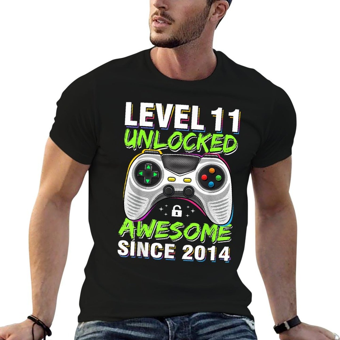 Level 11 Unlocked Awesome Since 2014 11th Birthday Gaming  Easy-care T-Shirt