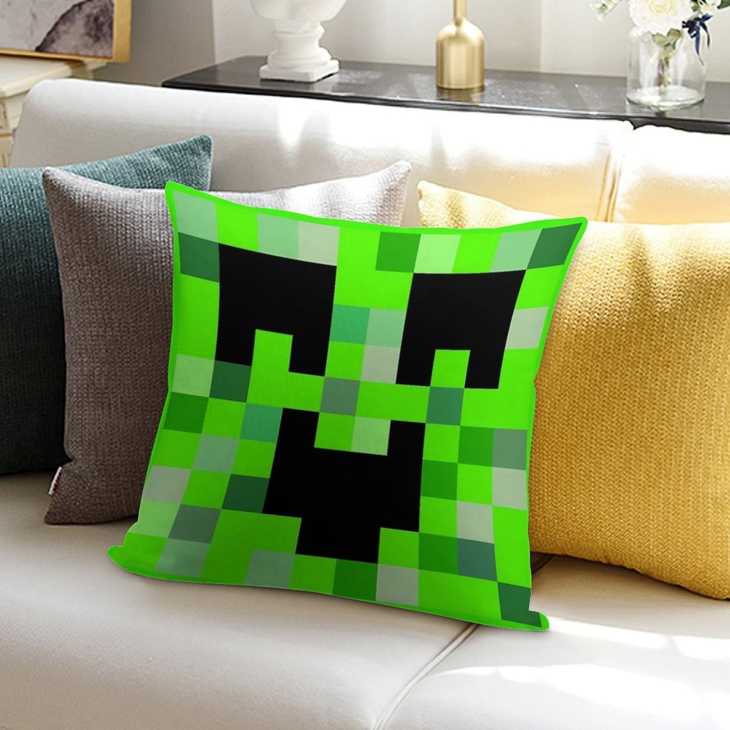 Kawaii Creeper Soft Luxury Feel Throw Pillow