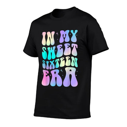 In My Sweet Sixteen Era 16th Birthday Version Groovy Tie Dye  Rolled Sleeves T-Shirt
