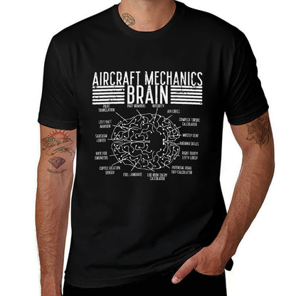 Aircraft Mechanics Brain Fun Airplane Maintenance Men Women  High-quality Stitching T-Shirt