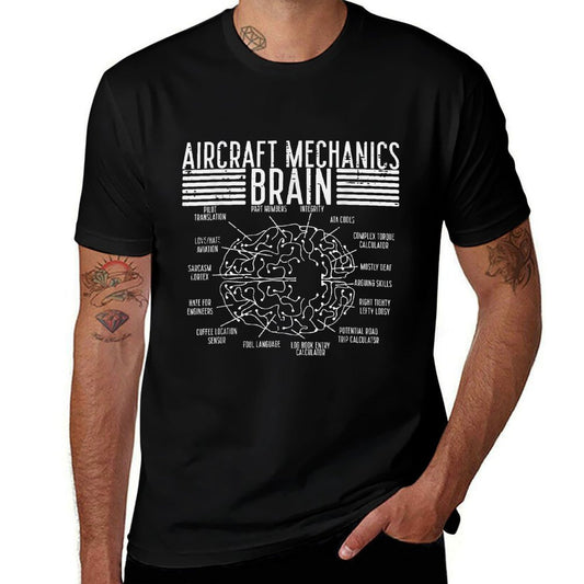 Aircraft Mechanics Brain Fun Airplane Maintenance Men Women  High-quality Stitching T-Shirt