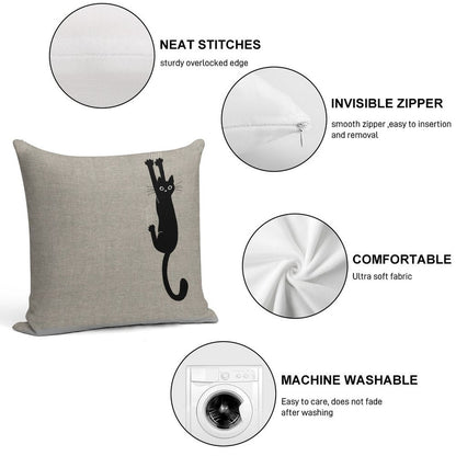 Black Cat Holding On Soft Durable Construction Throw Pillow