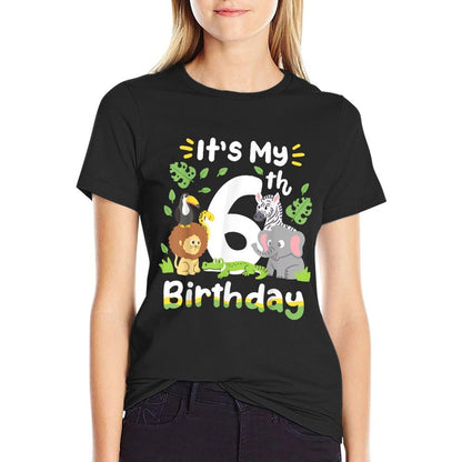 Jungle Safari 6th Birthday Zoo Animal Six Years Old Kids  Affordable Price T-Shirt
