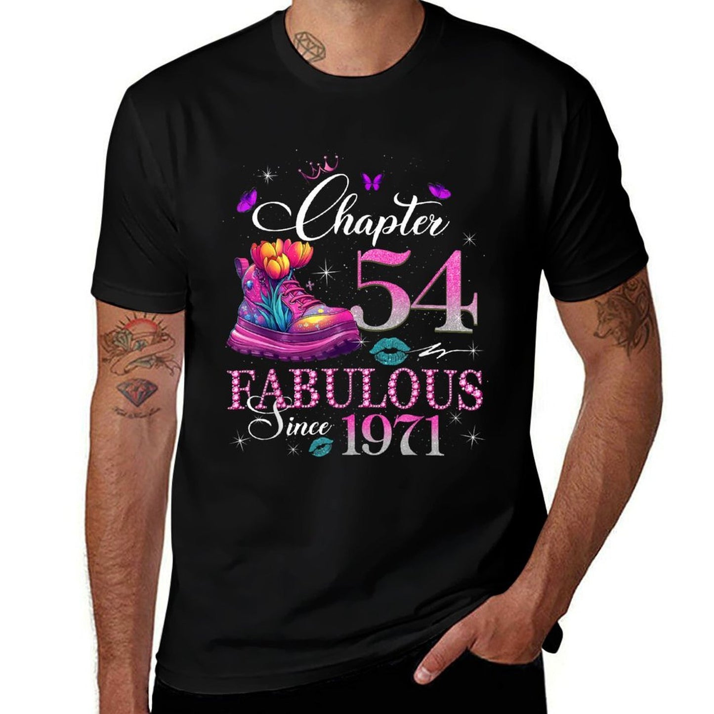 Chapter 54 Fabulous Since 1971 54th Birthday Queen Diamond  Rolled Sleeves T-Shirt