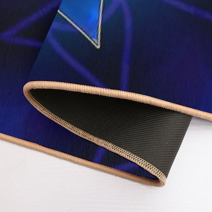 Blue Flower Mandala Fractal  Toxin-Free Bath Mat