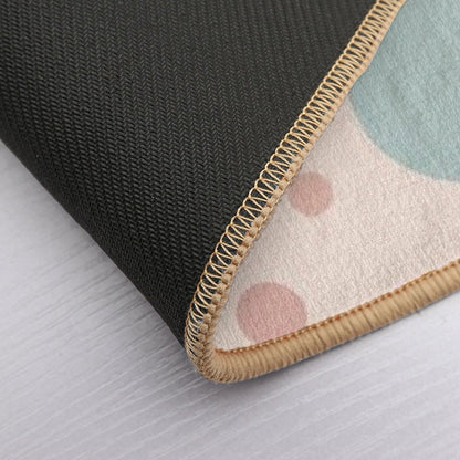 A Design of A Polka Dots Pattern in Soft Pastel Colors with A Gentle, Subtle Arrangement of Dots.  Rapid-Drying Bath Mat