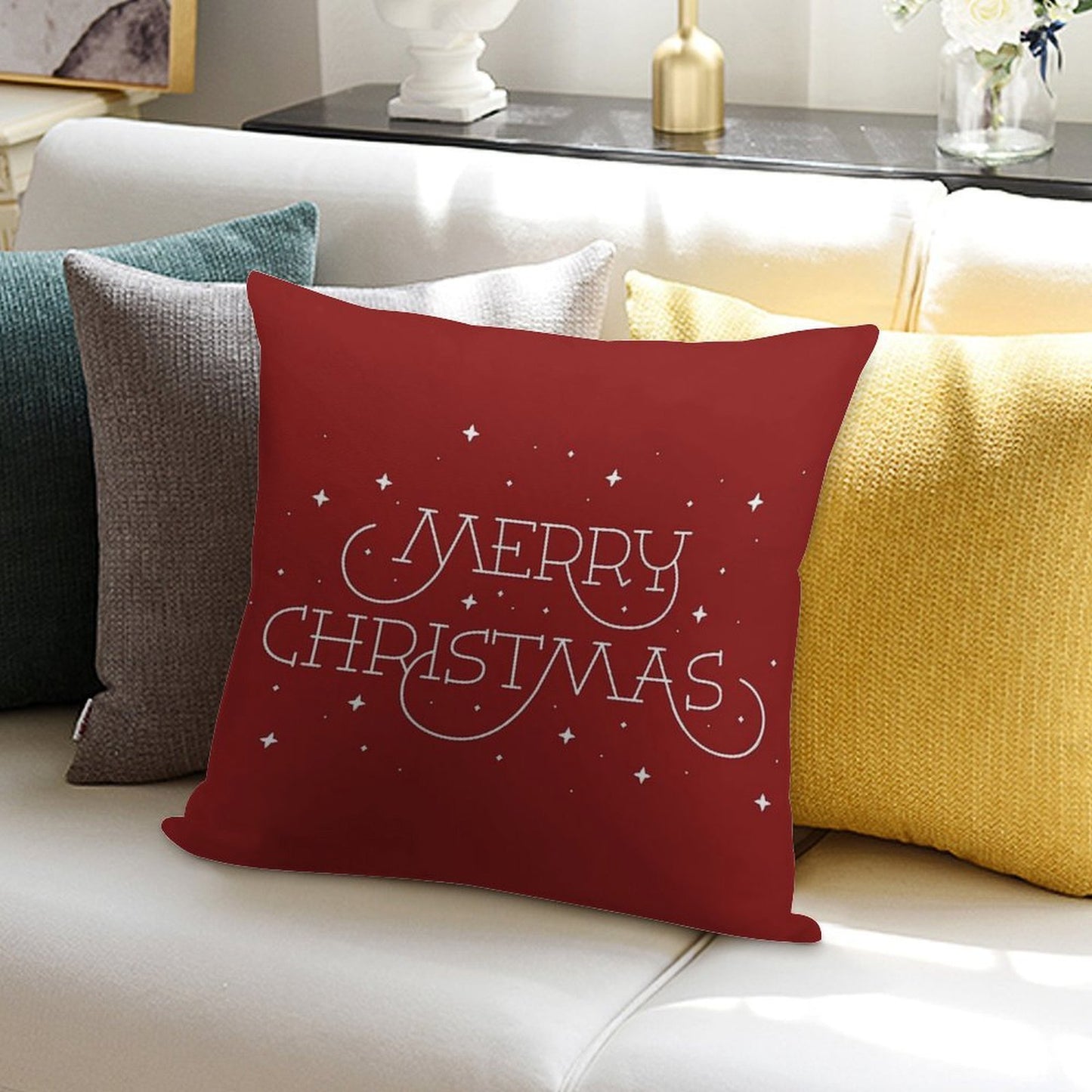 Merry Christmas Soft Fade-Resistant Throw Pillow