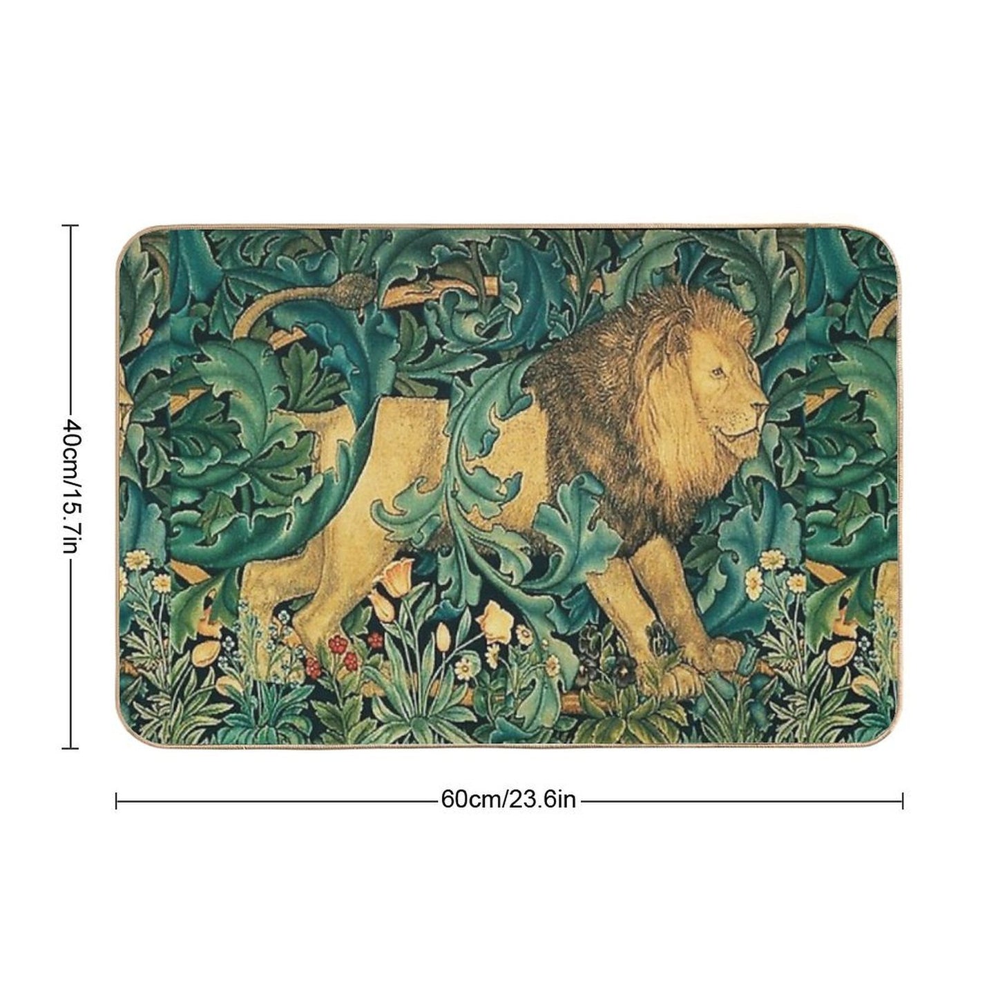GREENERY ,FOREST ANIMALS, LION Antique Tapestry  Versatile Bath Mat