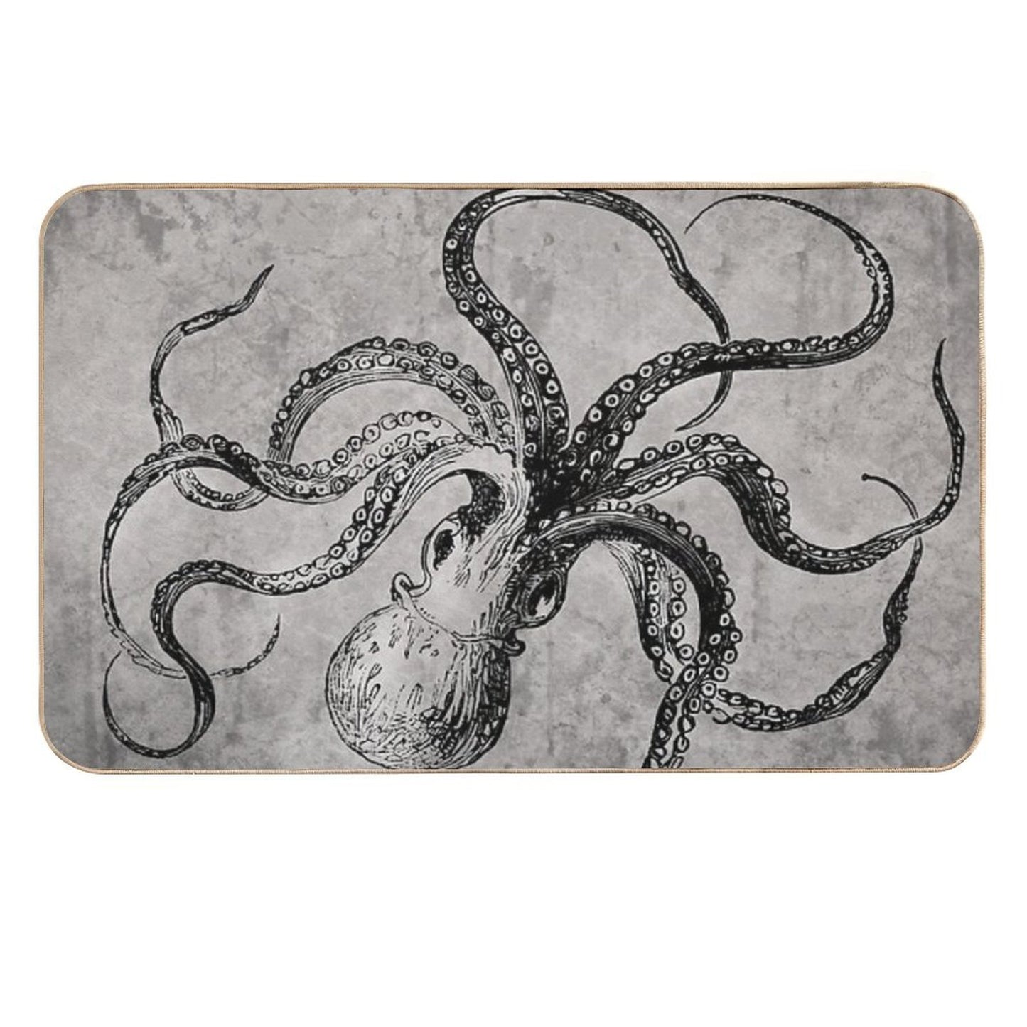 Vintage Octopus  Fade-Resistant Bath Mat