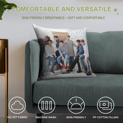 BANGTAN BOYS OT 7 Soft Bedroom Essential Throw Pillow