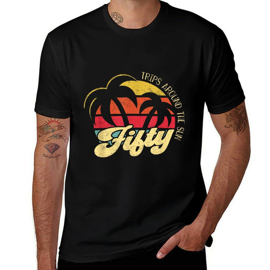 Fifty Trips Around The Sun 50 Year Old Retro 50th Birthday  Trendy Pattern T-Shirt