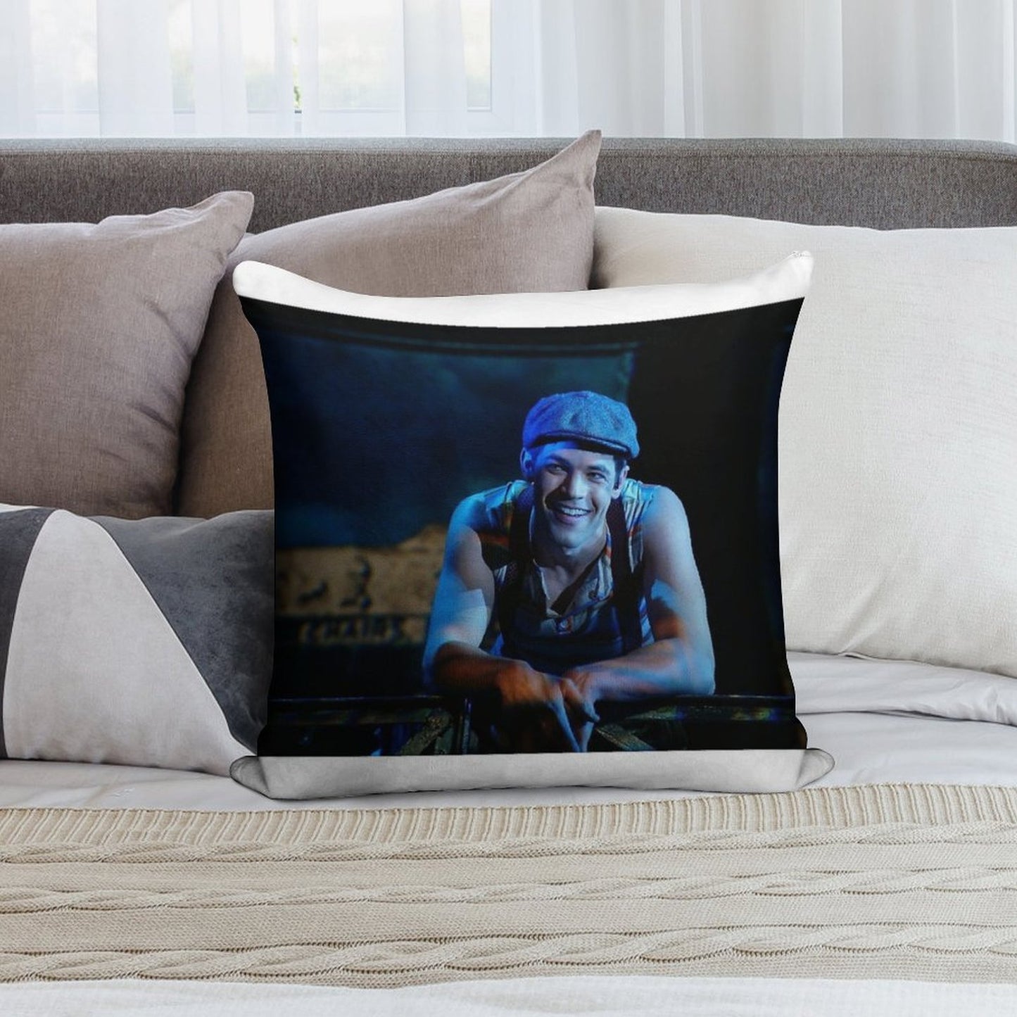 Jeremy Jordan Newsies Poster2 Soft Washable Throw Pillow