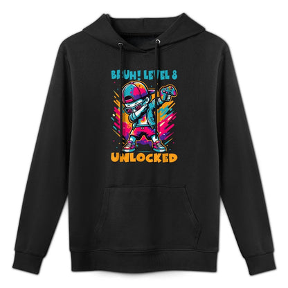 8 Year Old Birthday Dabbing Boy Bruh 8th Level Unlocked Kangaroo Pocket Hoodie