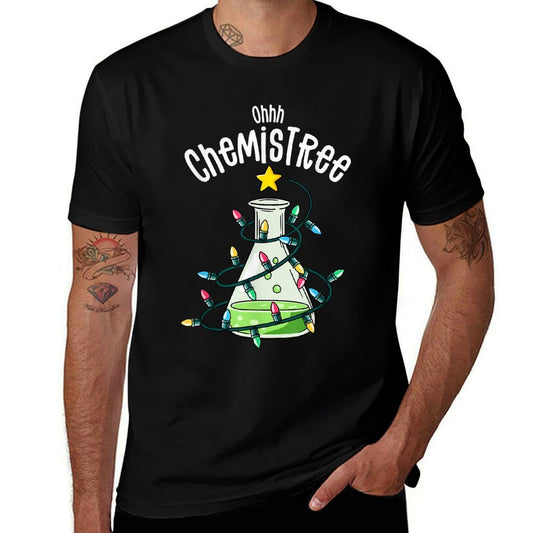 Chemistry by Joy Haus Oh Chemistree Unisex-Adults Black Small Modern Embroidery Cartoon Christmas Holiday Unique Design Crew Nec  Durable T-Shirt
