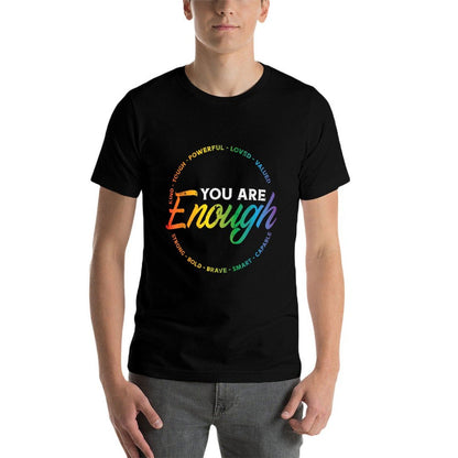 Gay You Are Enough Rainbow Pride Ally LGBTQ Men Women  Polyester Blend T-Shirt