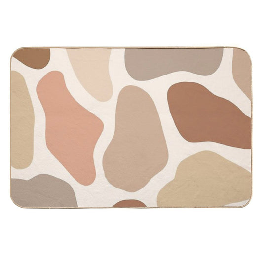 Neutral Abstract Shapes WormTtoned Pattern  Toxin-Free Bath Mat