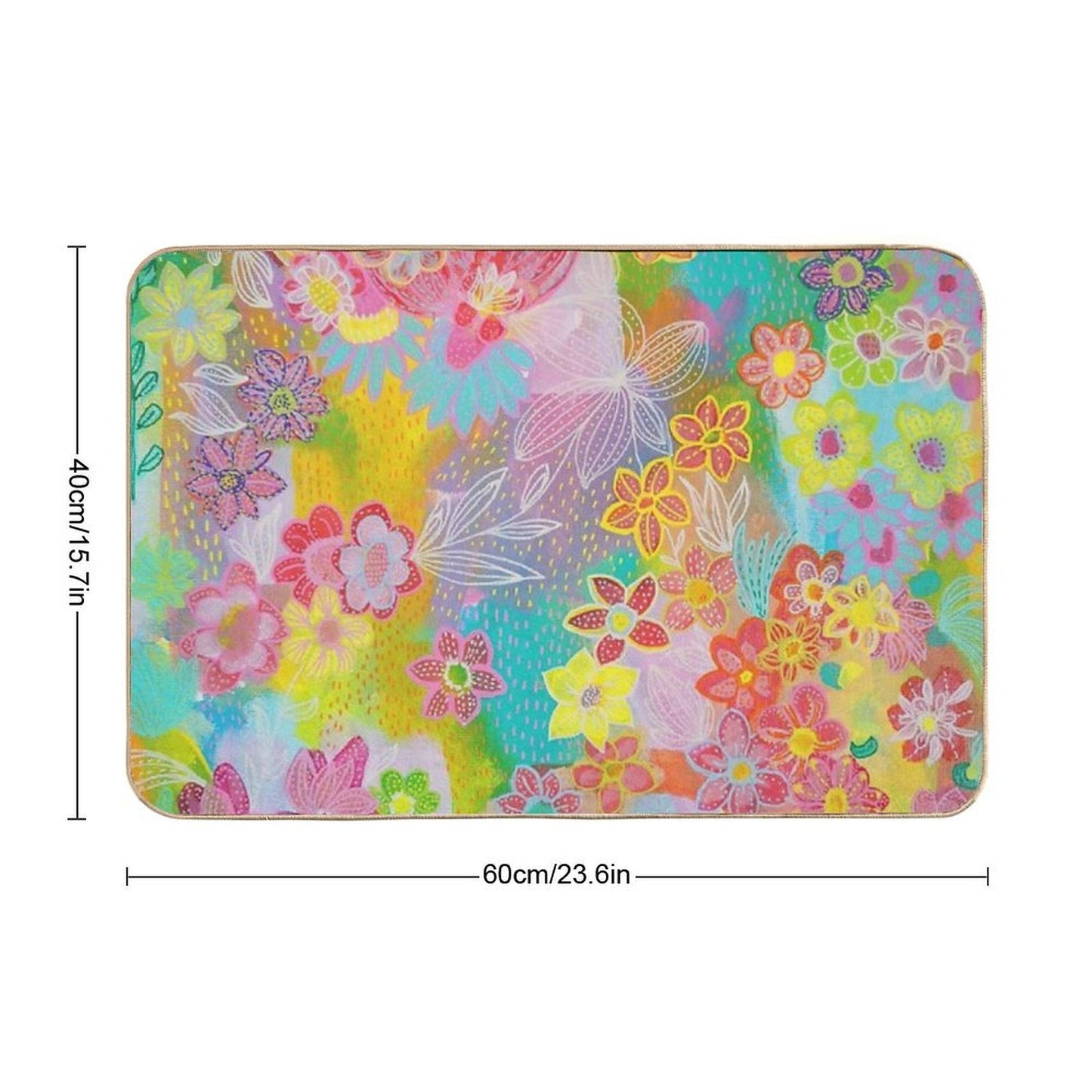 Funky Flowers Print  Fade-Resistant Bath Mat