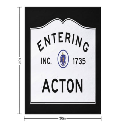 Entering Acton Massachusetts - Commonwealth of Massachusetts Road Sign Easy Care Throw Blanket