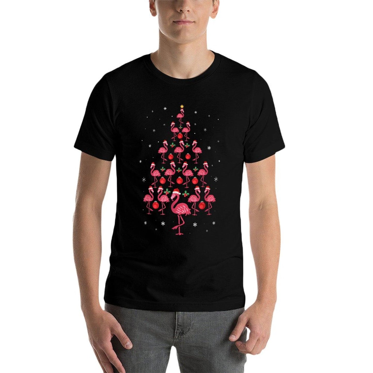Pink Flamingo Christmas Tree Cute Flamingos Xmas Holiday  Versatile T-Shirt