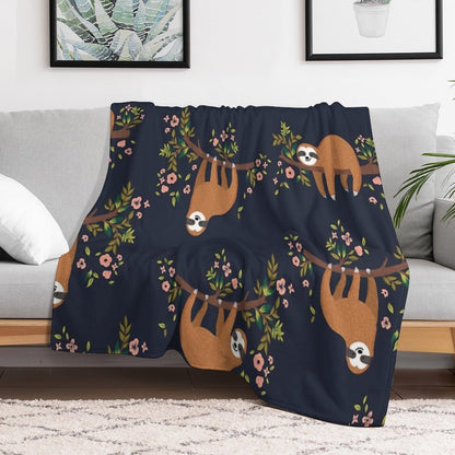 Sloth And Flower Anti-pilling Throw Blanket