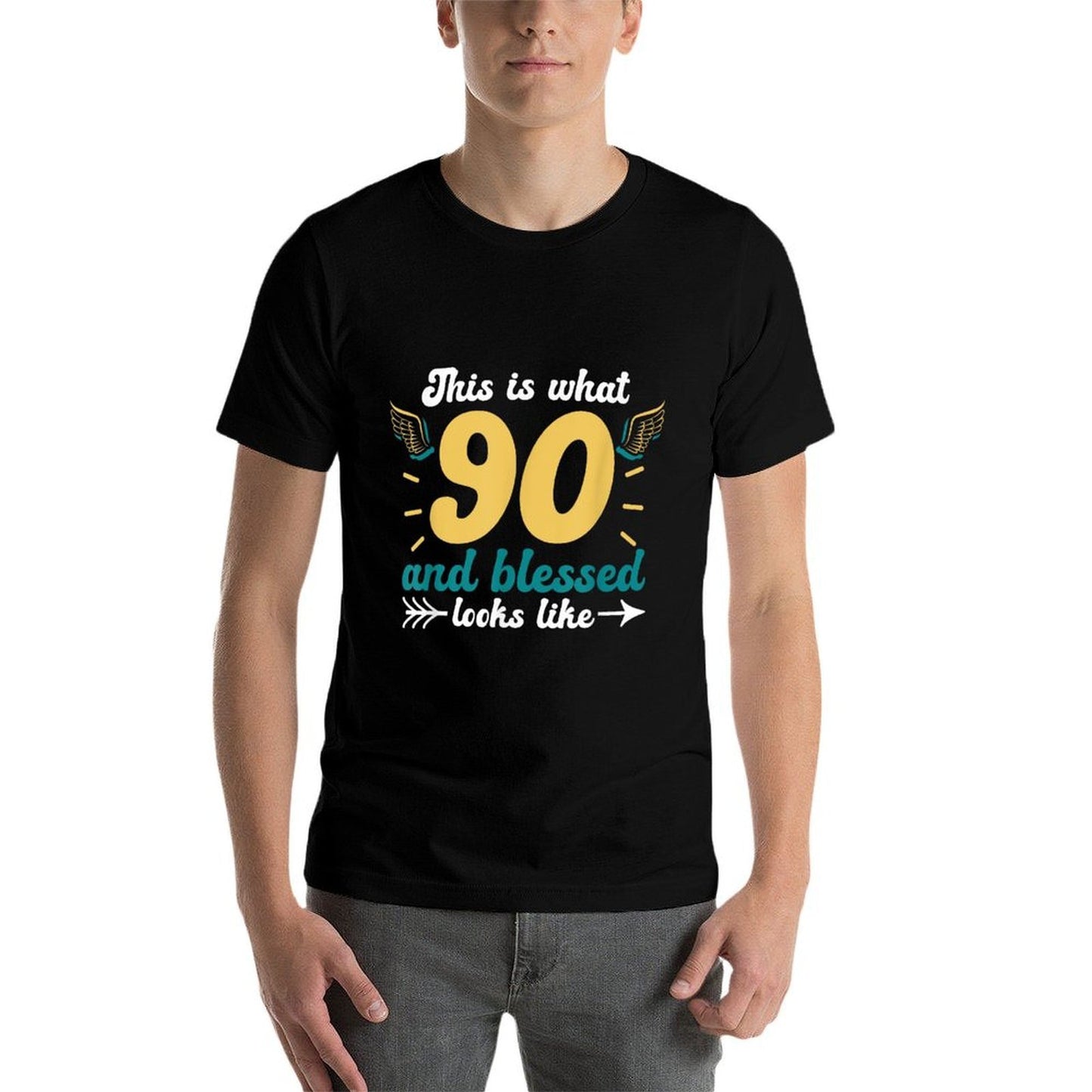 This Is What 90 And Blessed Looks Like 90th Birthday  Wrinkle-resistant T-Shirt
