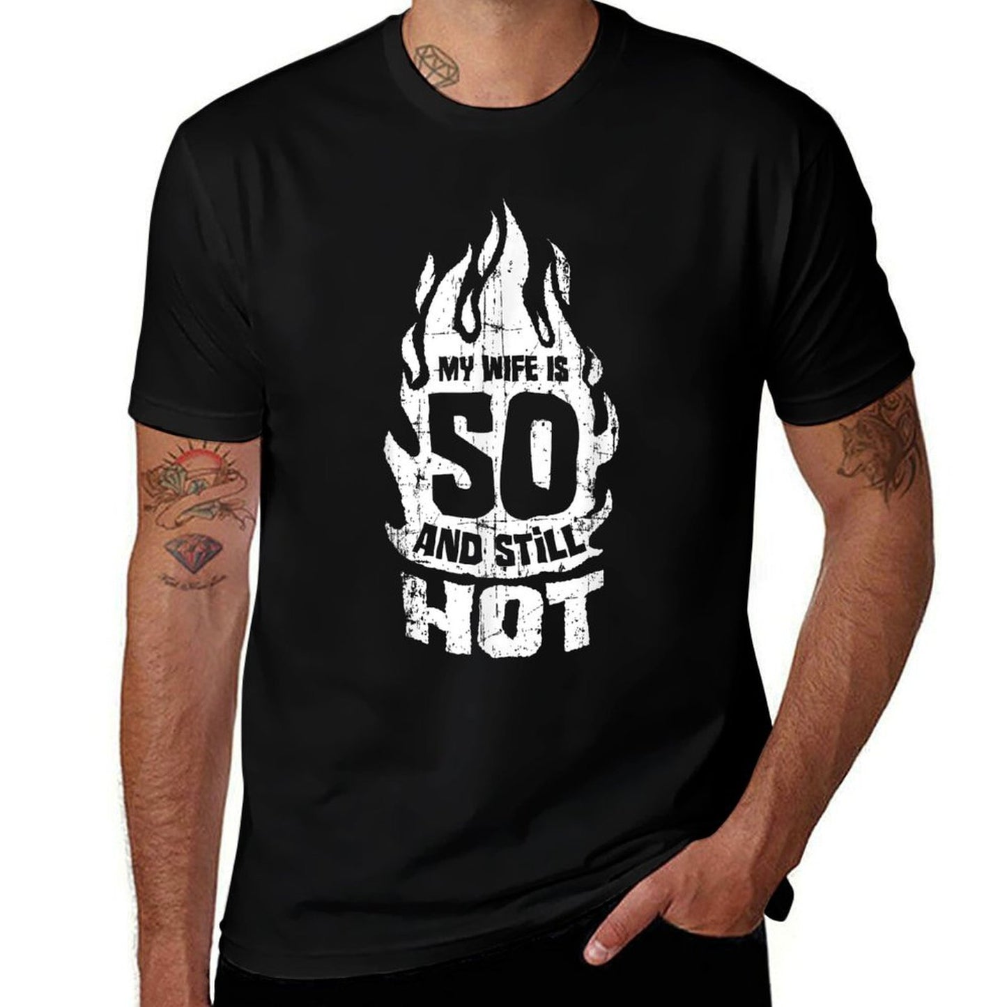 My Wife Is 50 And Still Hot 50th Birthday  Trendy Pattern T-Shirt