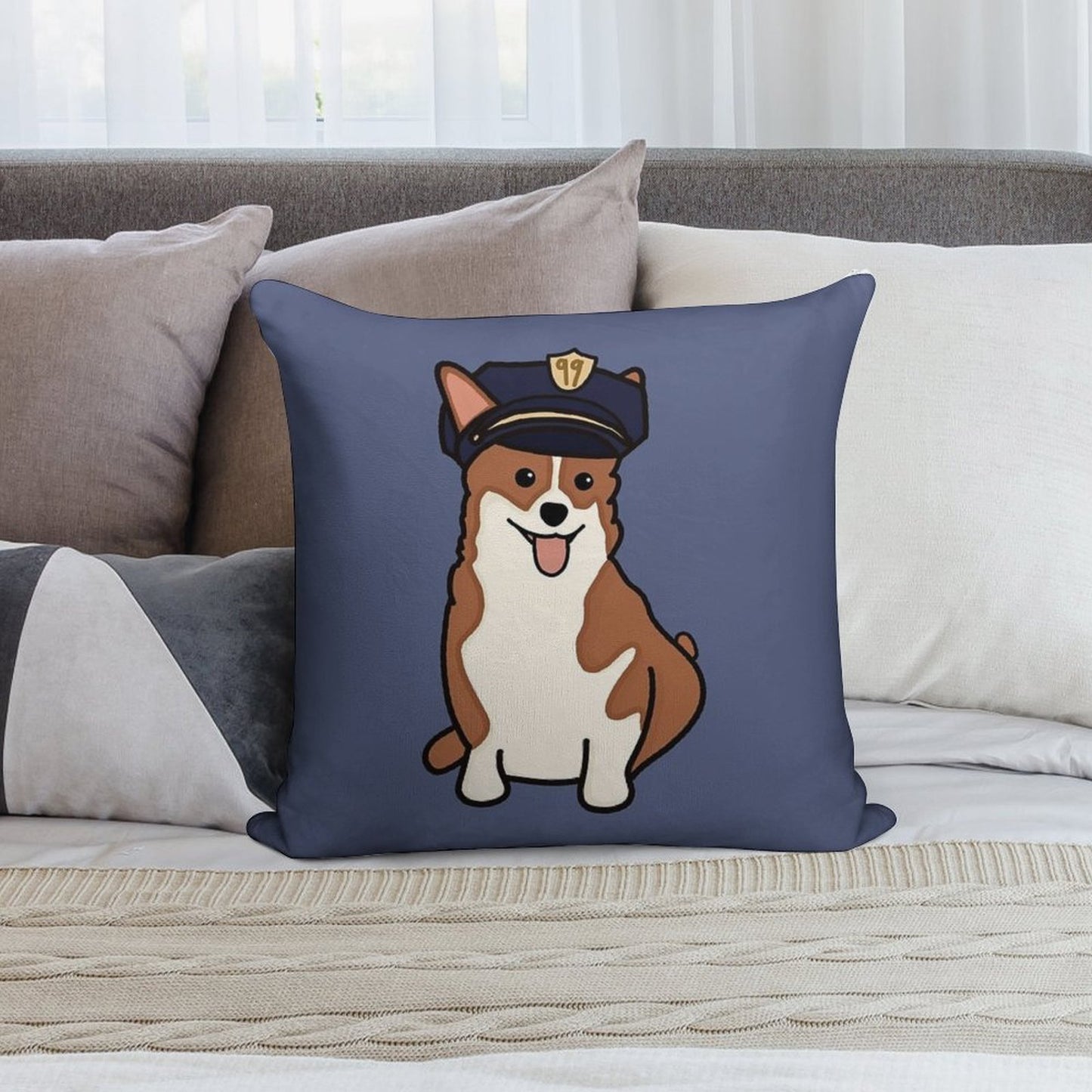 Cheddar with Police Hat Soft Ultra-Soft Texture Throw Pillow