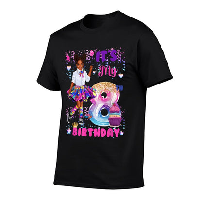 African American Black Girl 8 Year Old Its My 8th Birthday  Summer-ready Fabric T-Shirt