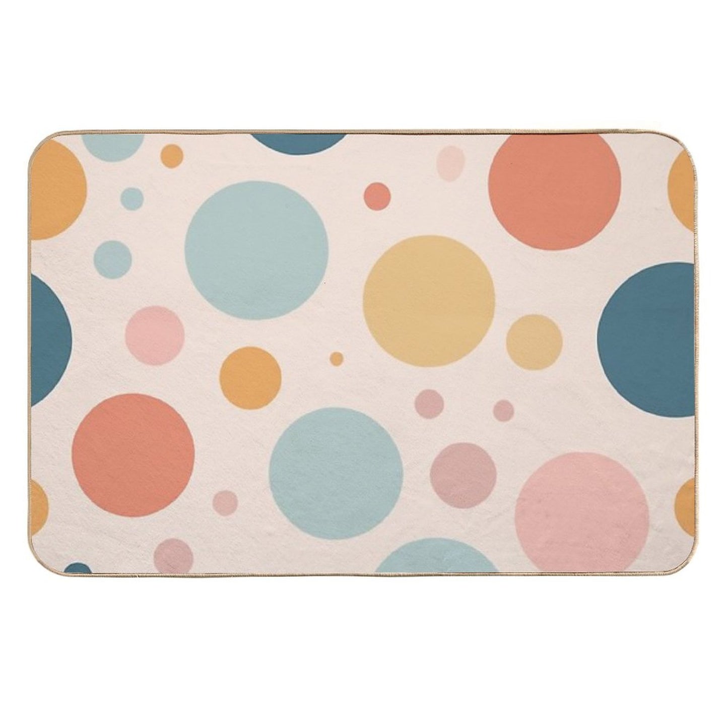 A Design of A Polka Dots Pattern in Soft Pastel Colors with A Gentle, Subtle Arrangement of Dots.  Rapid-Drying Bath Mat