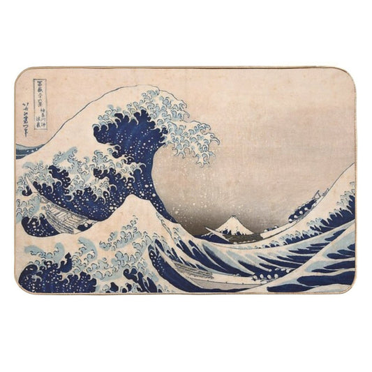 Classic Japanese Great Wave Off Kanagawa by Hokusai Wall Tapestry Traditional Version HD High Quality  Easy Maintenance Bath Mat