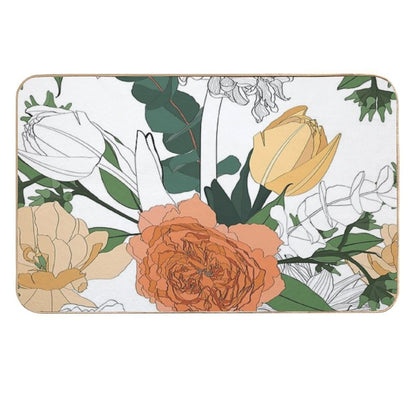 Seamless Delicate Pattern with Spring Line Flowers. Bright Spring  Roses, Tulips Illustration.  Versatile Bath Mat
