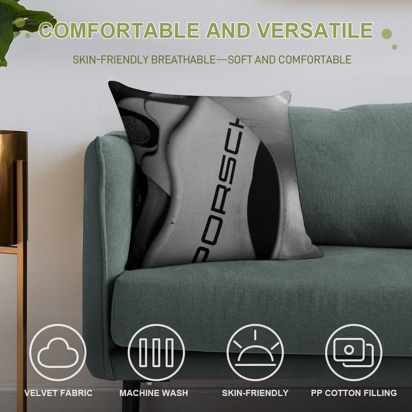 Porsche Soft Reinforced Edging Throw Pillow