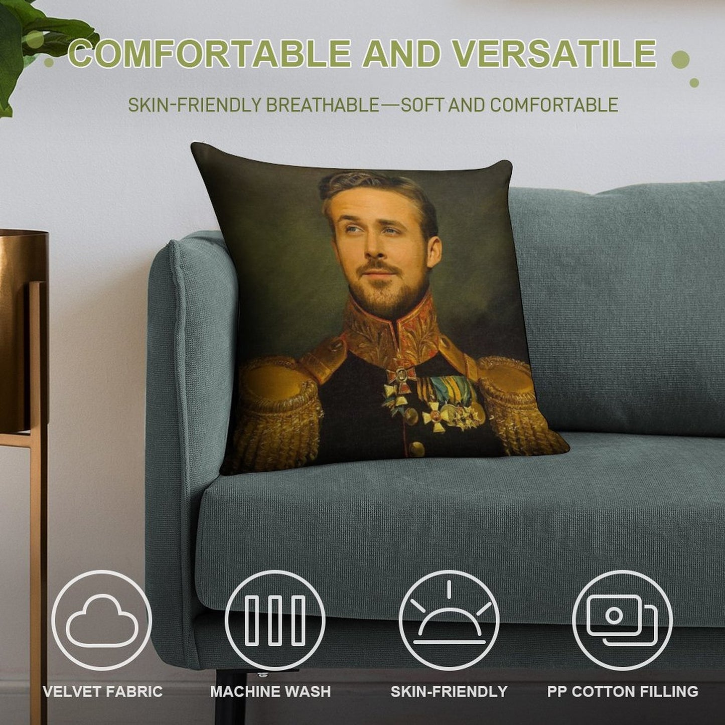 Ryan Gosling Soft Fade-Resistant Throw Pillow