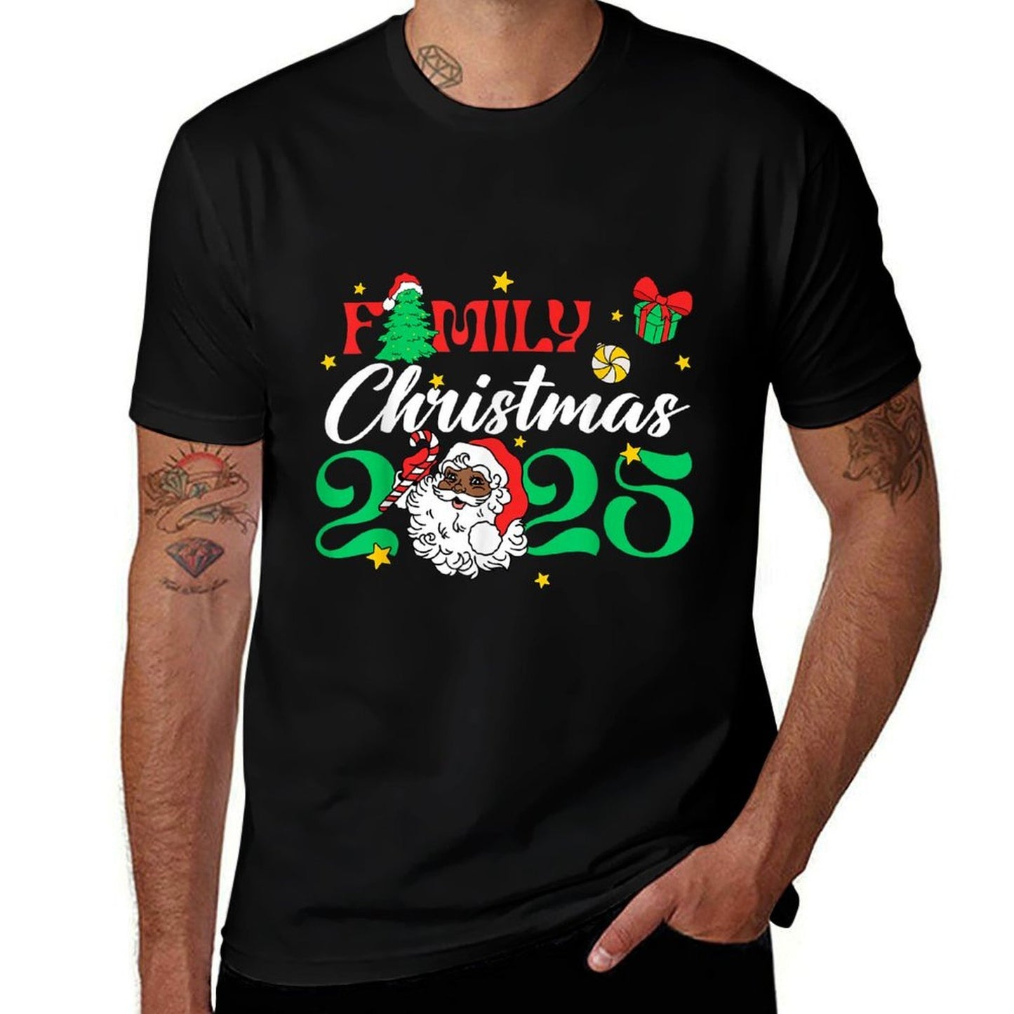 Melanin Family Christmas African American Xmas African Santa  Stretchy T-Shirt