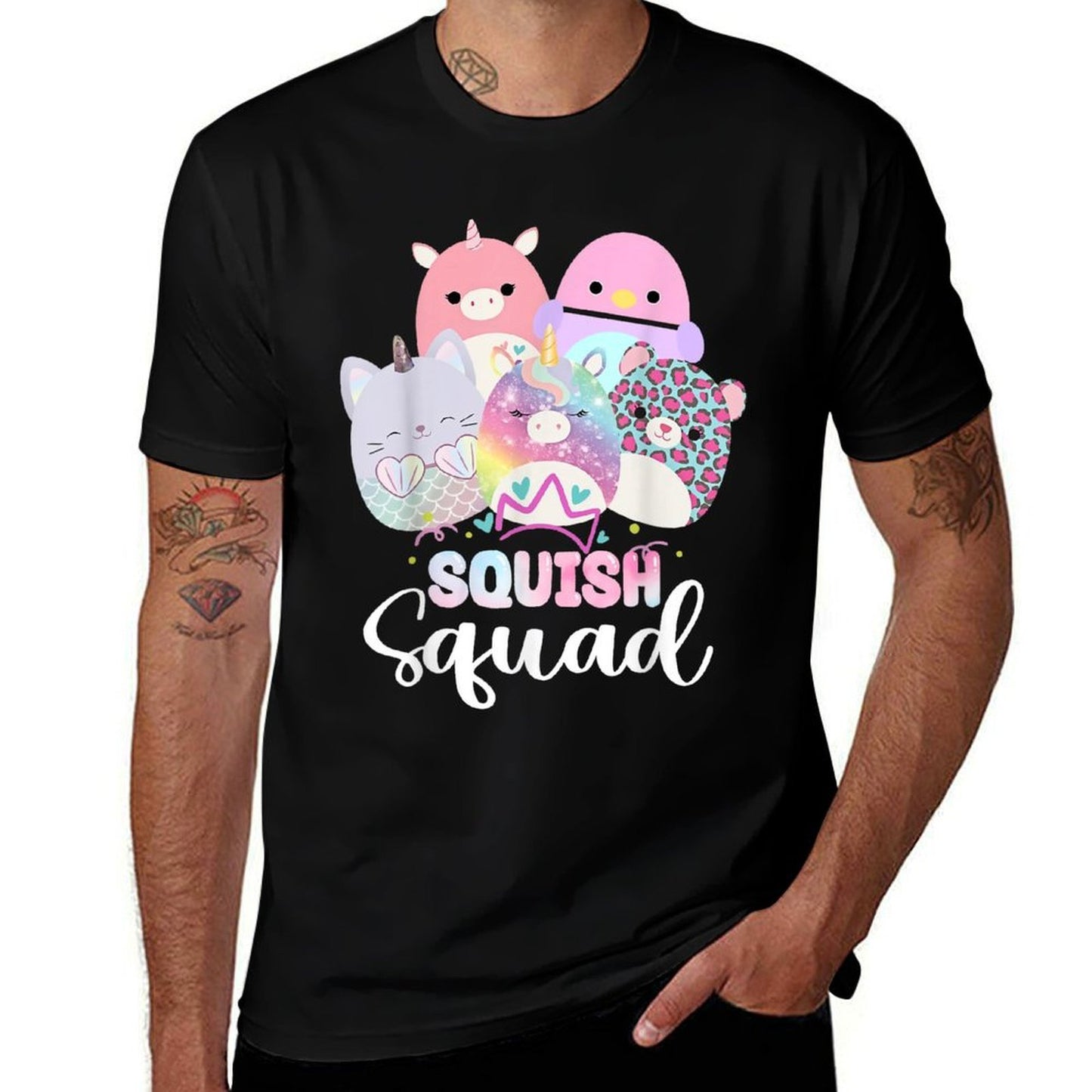 Squish Squad Birthday Squish Squad Girls Kids  Ribbed Collar T-Shirt