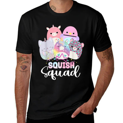 Squish Squad Birthday Squish Squad Girls Kids  Ribbed Collar T-Shirt