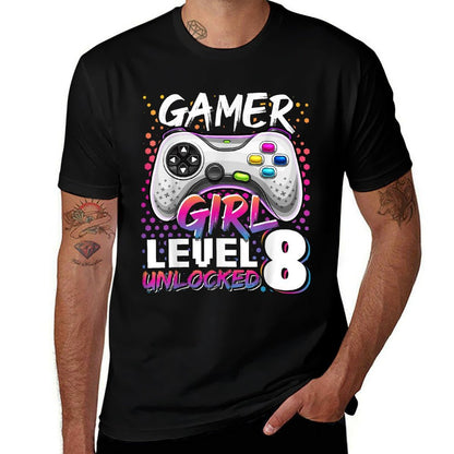 Gamer Girl Level 8 Unlocked Video Game 8th Birthday Gift  Vintage-inspired T-Shirt