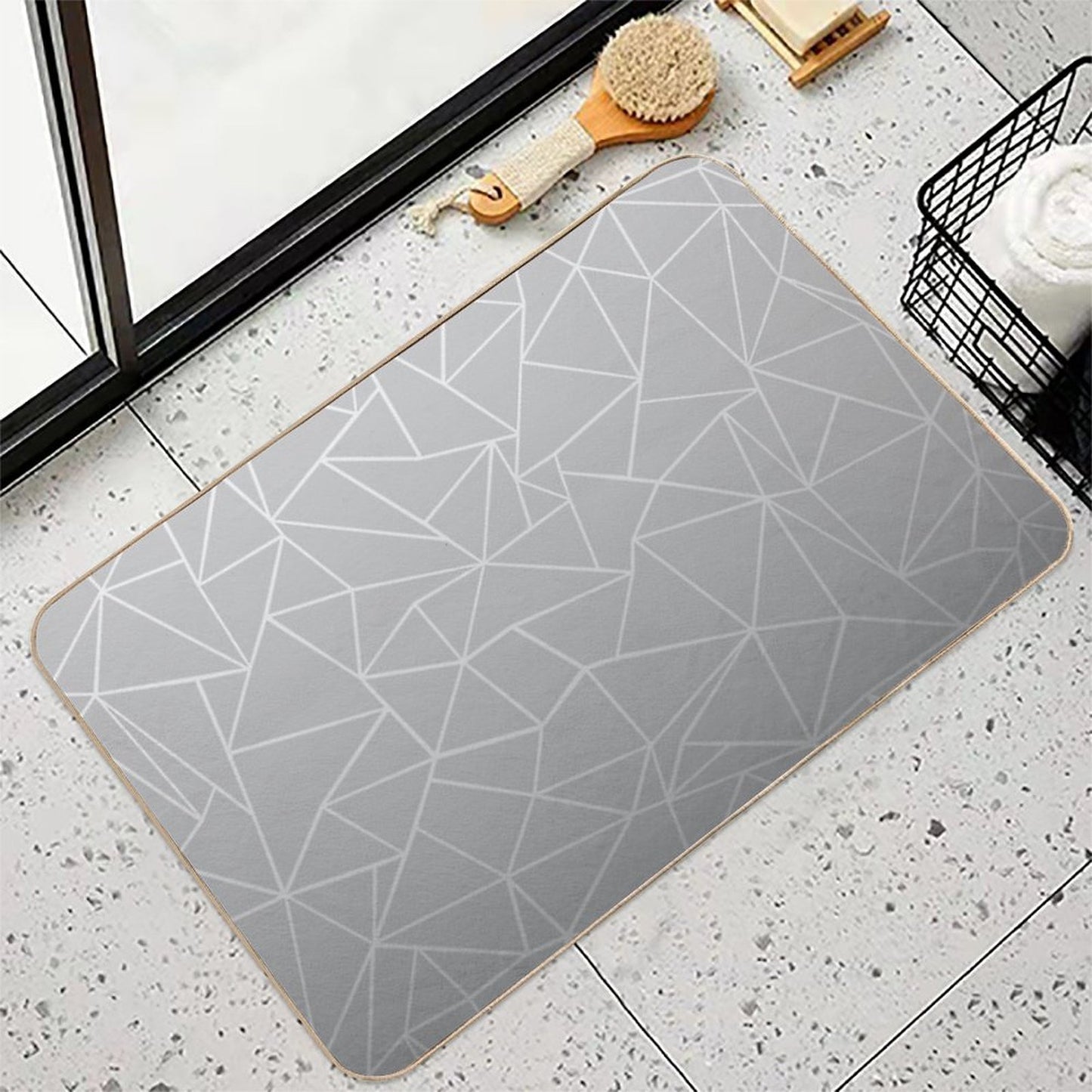Abstract Ombre White  Slip-Resistant Bath Mat