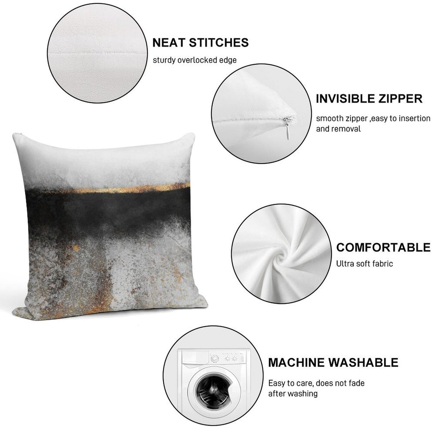 Soot And Gold Soft Skin-Friendly Throw Pillow
