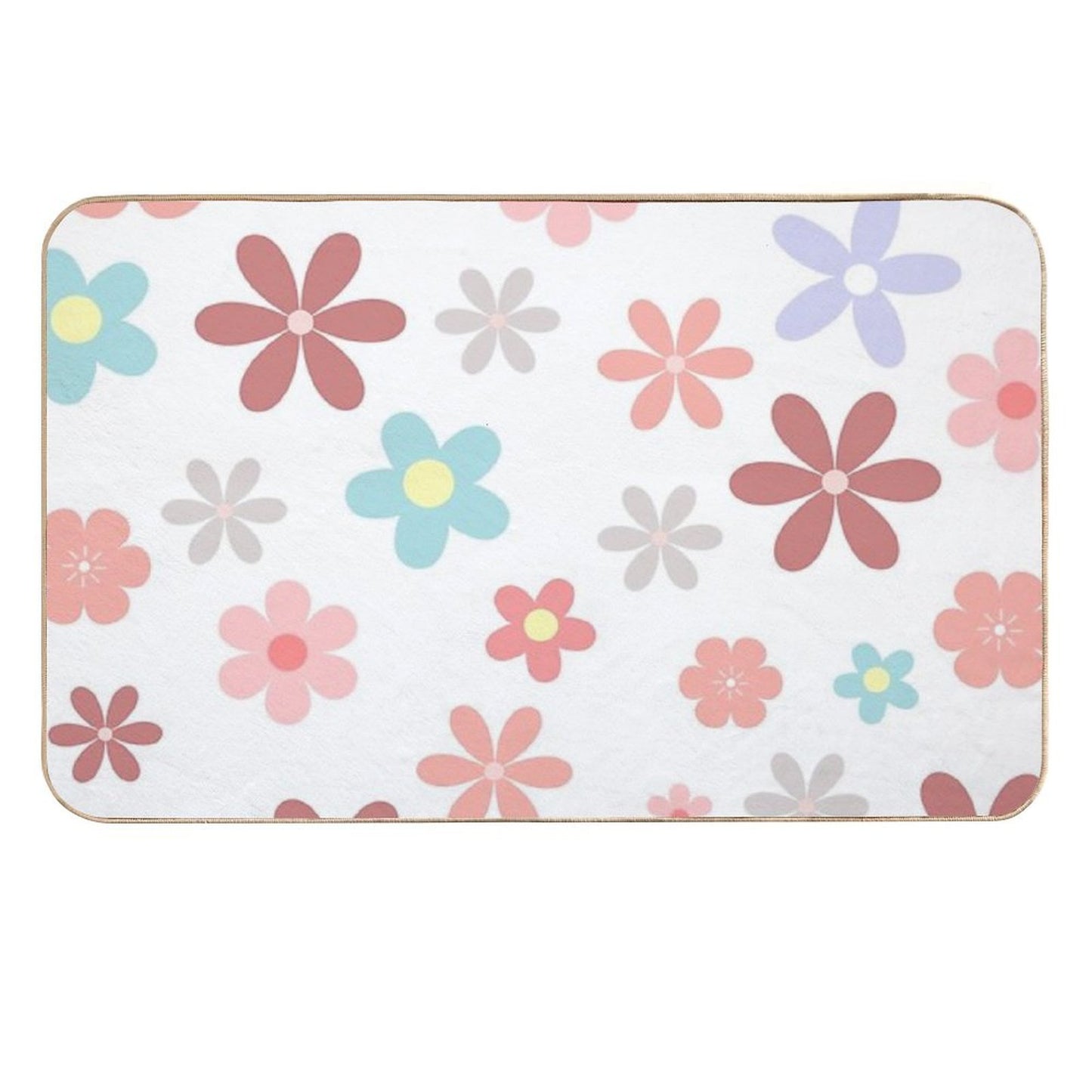 Pink Cute Flowers Pattern  Easy To Clean Bath Mat