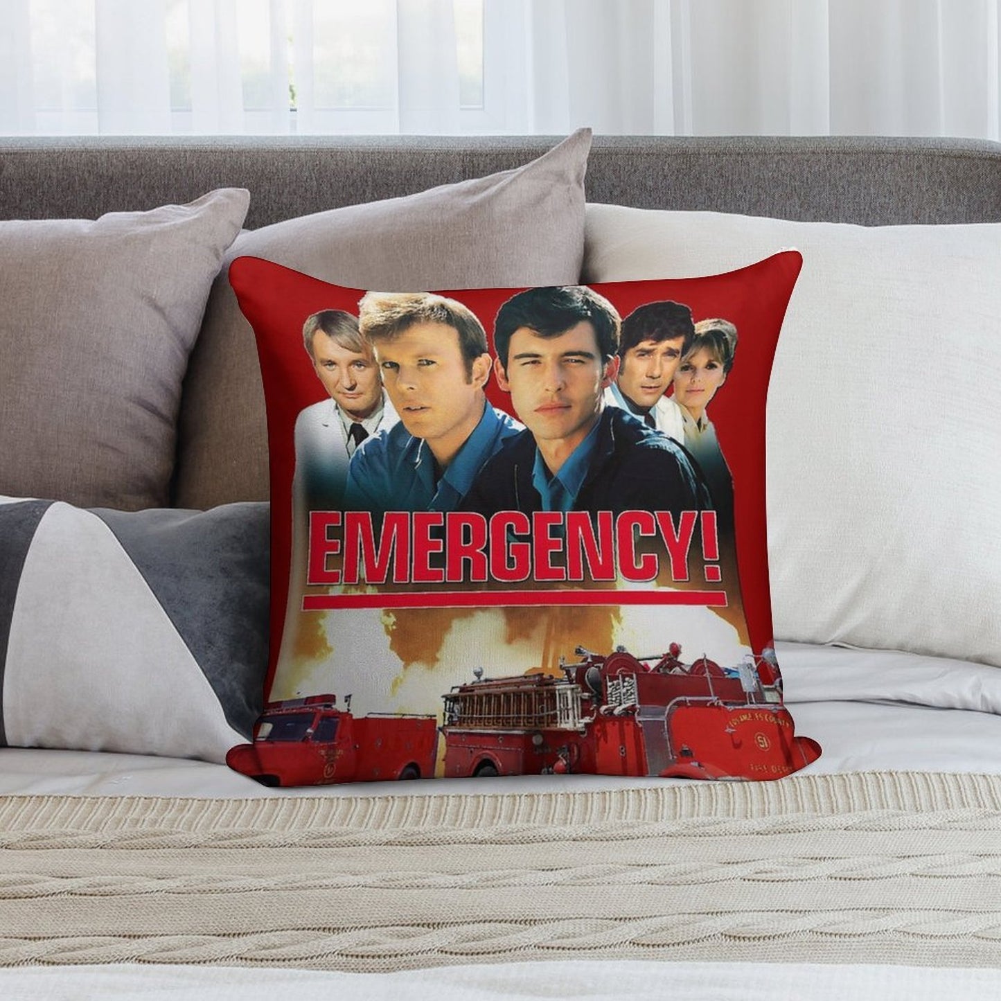 Retro Vintage 70s Medical Drama EMERGENCY! Tribute Soft Luxury Feel Throw Pillow